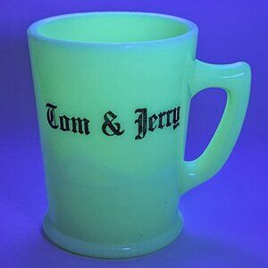 Vintage 1930's McKee Custard Uranium Glass Tom & Jerry Mug